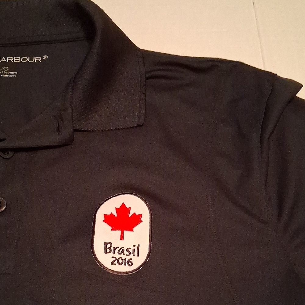 Brasil 2016 Black Polo Shirt with Canada Emblem